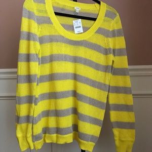 J.crew yellow grey stripe sweater